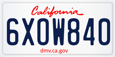 CA license plate 6XOW840