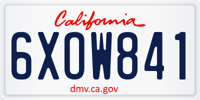 CA license plate 6XOW841