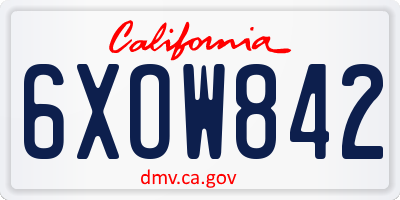 CA license plate 6XOW842