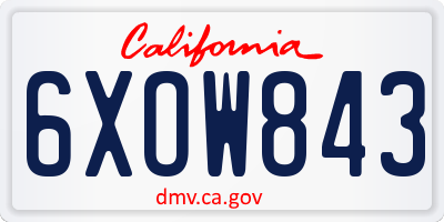 CA license plate 6XOW843