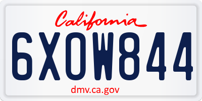 CA license plate 6XOW844