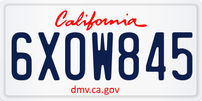 CA license plate 6XOW845