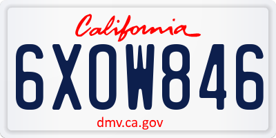 CA license plate 6XOW846