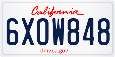 CA license plate 6XOW848