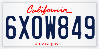 CA license plate 6XOW849