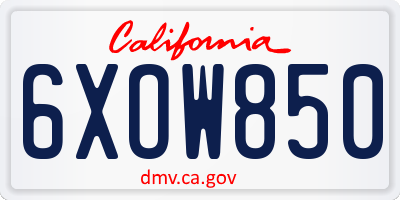 CA license plate 6XOW850