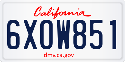 CA license plate 6XOW851