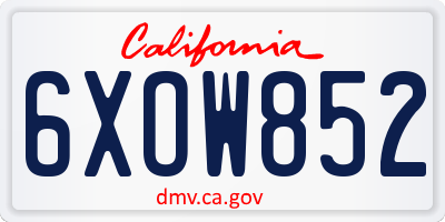 CA license plate 6XOW852