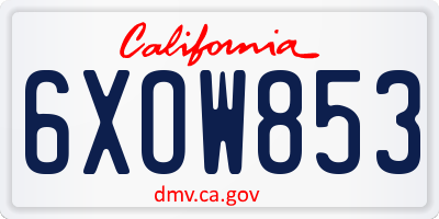CA license plate 6XOW853