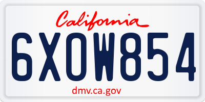 CA license plate 6XOW854