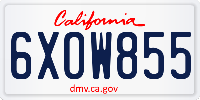 CA license plate 6XOW855
