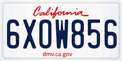 CA license plate 6XOW856