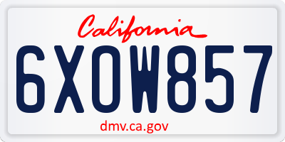 CA license plate 6XOW857