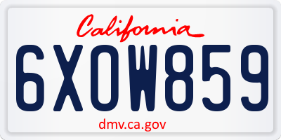 CA license plate 6XOW859