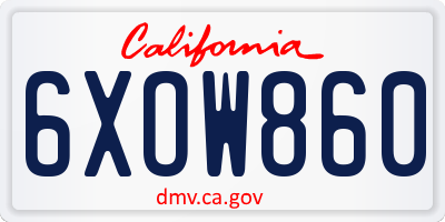 CA license plate 6XOW860