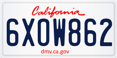 CA license plate 6XOW862