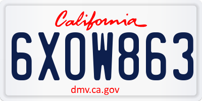 CA license plate 6XOW863