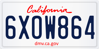 CA license plate 6XOW864