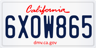 CA license plate 6XOW865