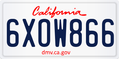 CA license plate 6XOW866