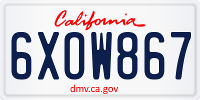 CA license plate 6XOW867