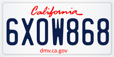 CA license plate 6XOW868