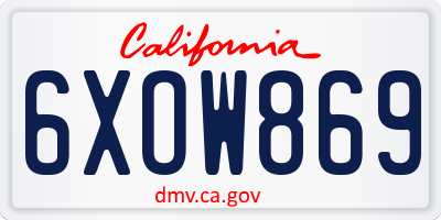 CA license plate 6XOW869