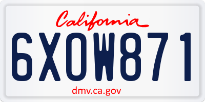 CA license plate 6XOW871