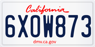 CA license plate 6XOW873