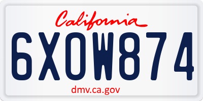 CA license plate 6XOW874