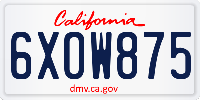 CA license plate 6XOW875