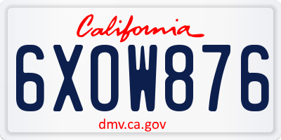 CA license plate 6XOW876