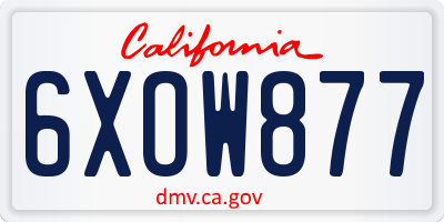 CA license plate 6XOW877