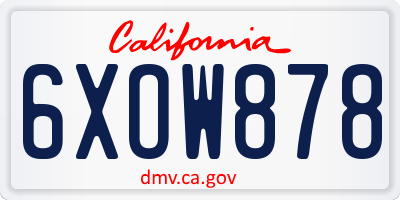CA license plate 6XOW878