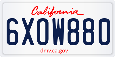 CA license plate 6XOW880