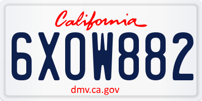 CA license plate 6XOW882