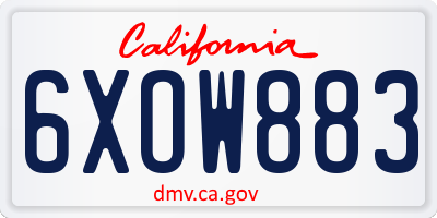 CA license plate 6XOW883