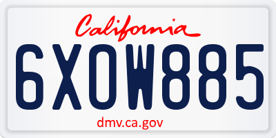 CA license plate 6XOW885