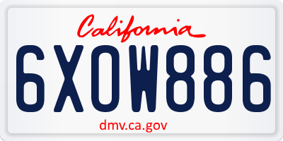 CA license plate 6XOW886