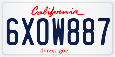 CA license plate 6XOW887