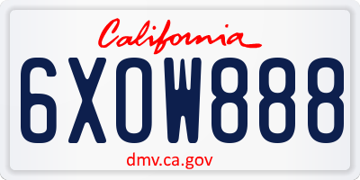 CA license plate 6XOW888