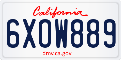 CA license plate 6XOW889