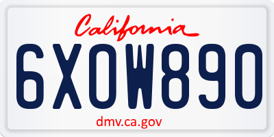CA license plate 6XOW890
