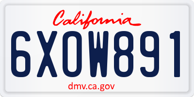 CA license plate 6XOW891