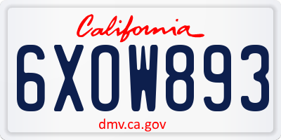 CA license plate 6XOW893