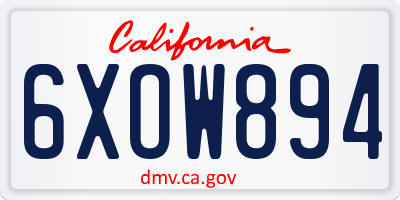 CA license plate 6XOW894