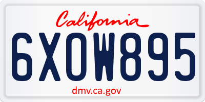 CA license plate 6XOW895