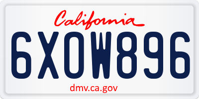 CA license plate 6XOW896