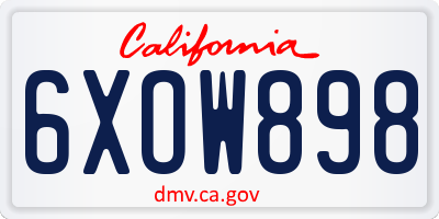 CA license plate 6XOW898