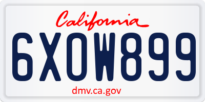 CA license plate 6XOW899